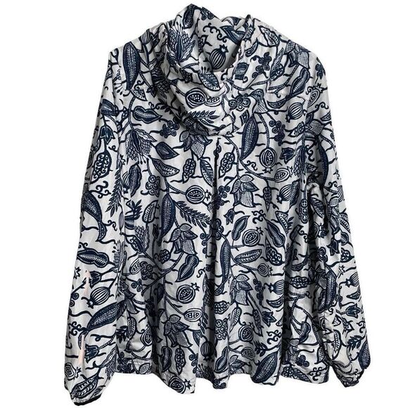 The Upside Womens Jacket 8 Blue Floral Batik Serena Anorak Hooded Gorpcore - Picture 2 of 11